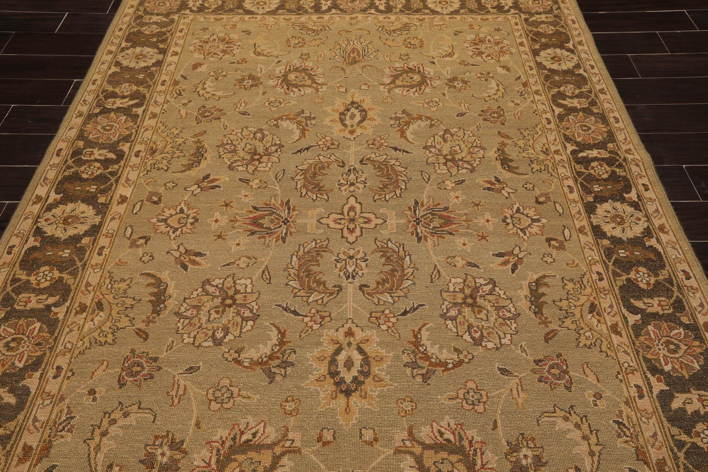 5'11" x 9' Hand Knotted 100% Wool Reversible Flat Pile Area Rug Champaign-4