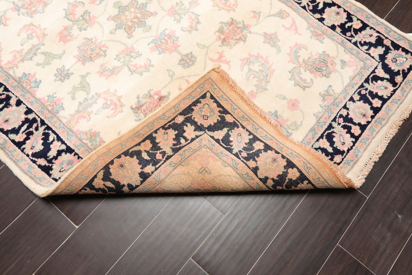 4'1" x 6' Hand Knotted Wool Plush Pile Traditional Oriental Area Rug Cream-3