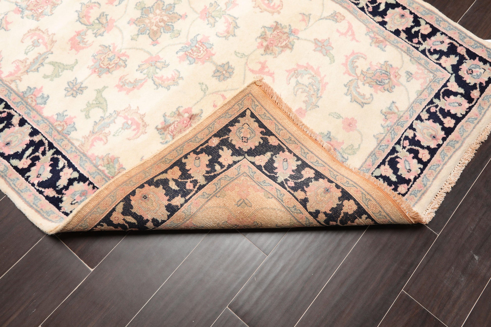 4'1" x 6' Hand Knotted Wool Plush Pile Traditional Oriental Area Rug Cream-3