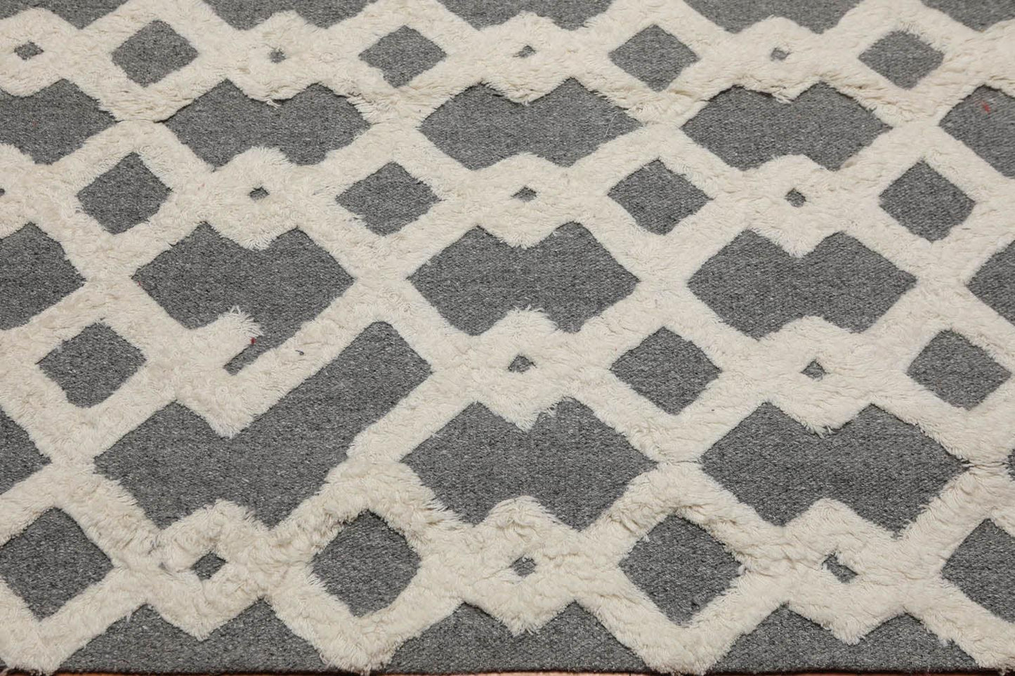 5'3" x 7'5" Handmade 100% Wool High Low Pile Area Rug Contemporary Gray-3