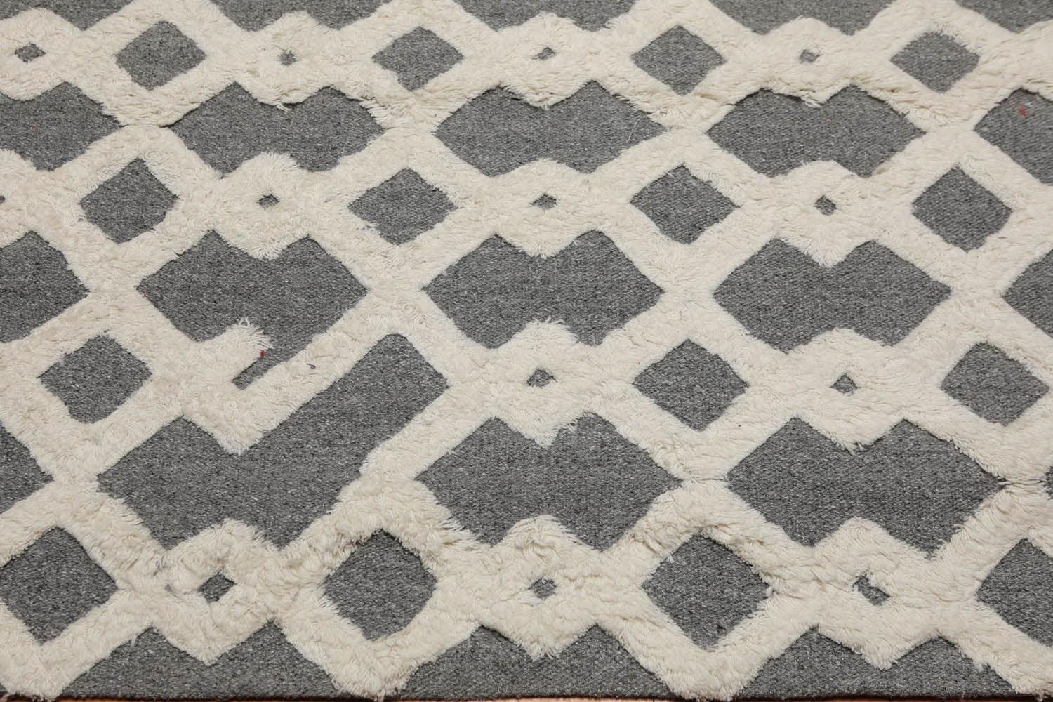5'3" x 7'5" Handmade 100% Wool High Low Pile Area Rug Contemporary Gray-3