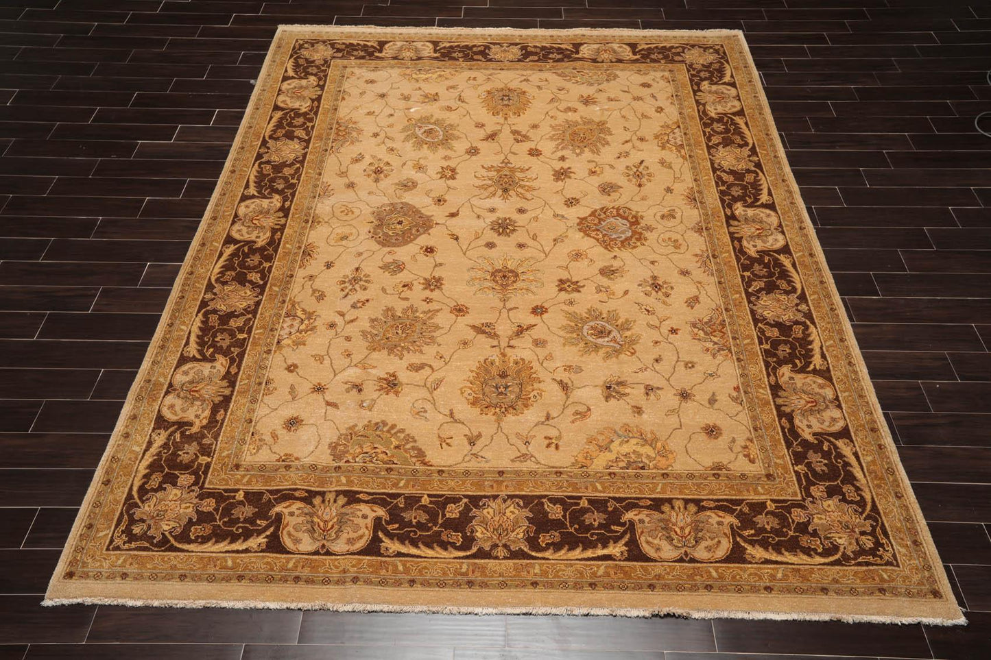8'10"x 11'10" Hand Knotted 100% Wool Agra Traditional Oriental Area Rug Tan-1