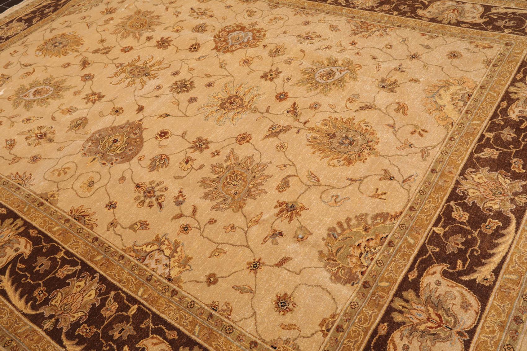 8'10"x 11'10" Hand Knotted 100% Wool Agra Traditional Oriental Area Rug Tan-2