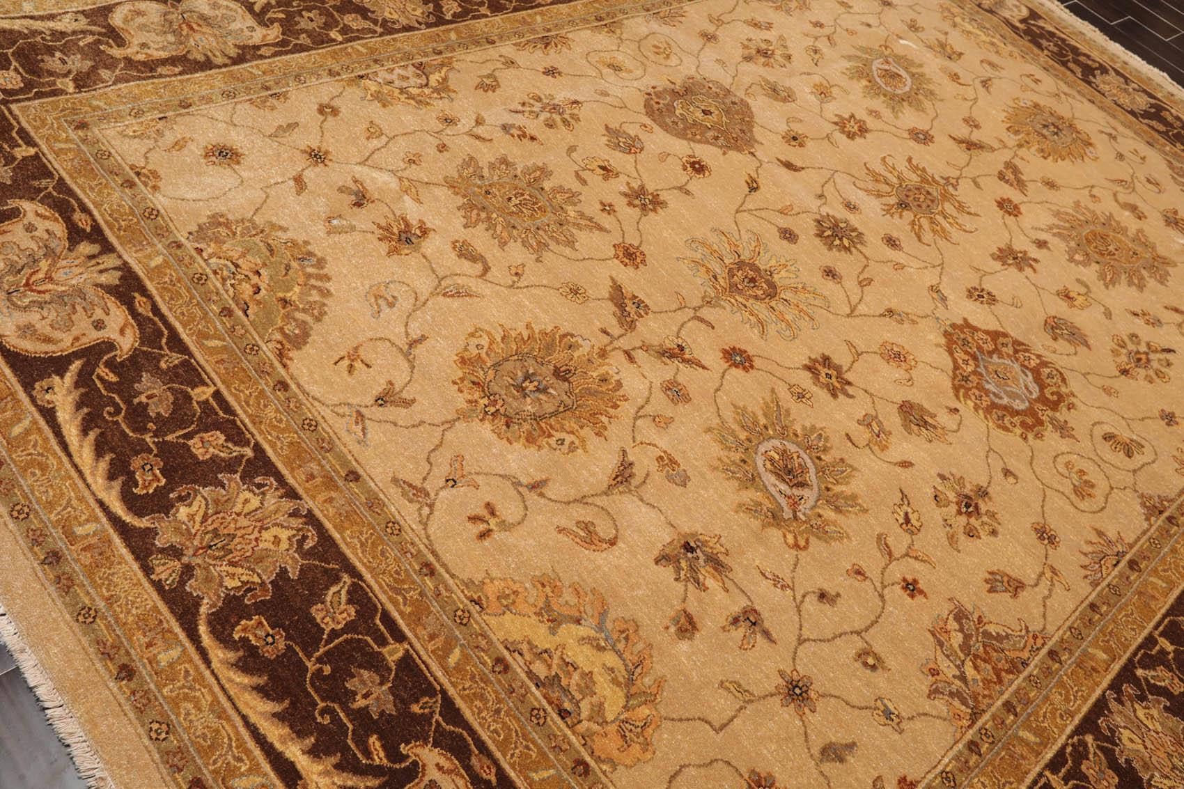 8'10"x 11'10" Hand Knotted 100% Wool Agra Traditional Oriental Area Rug Tan-3