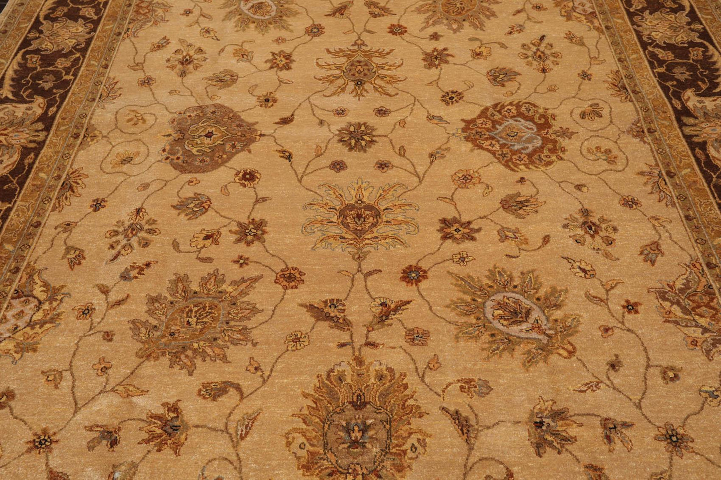8'10"x 11'10" Hand Knotted 100% Wool Agra Traditional Oriental Area Rug Tan-4