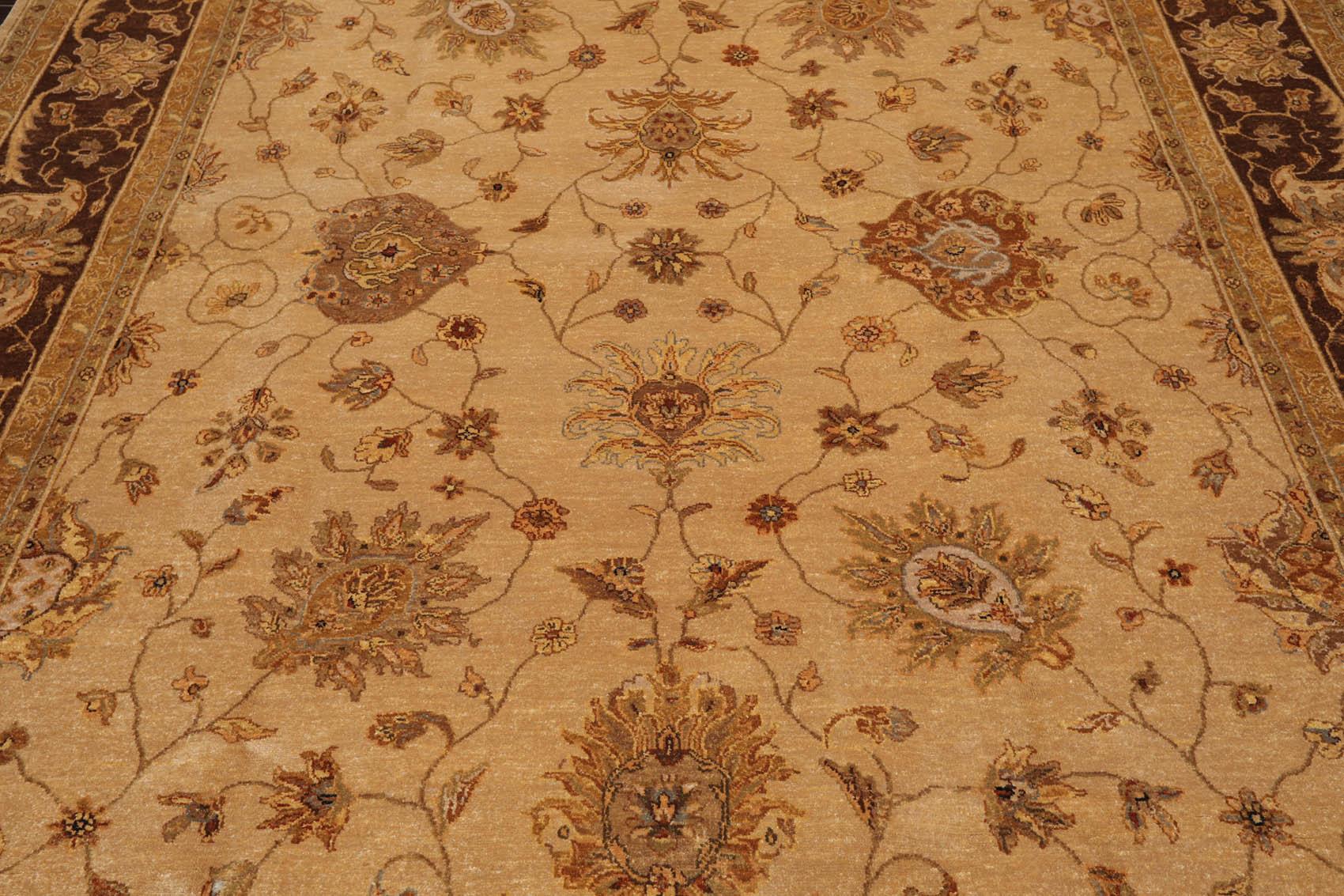 8'10"x 11'10" Hand Knotted 100% Wool Agra Traditional Oriental Area Rug Tan-4