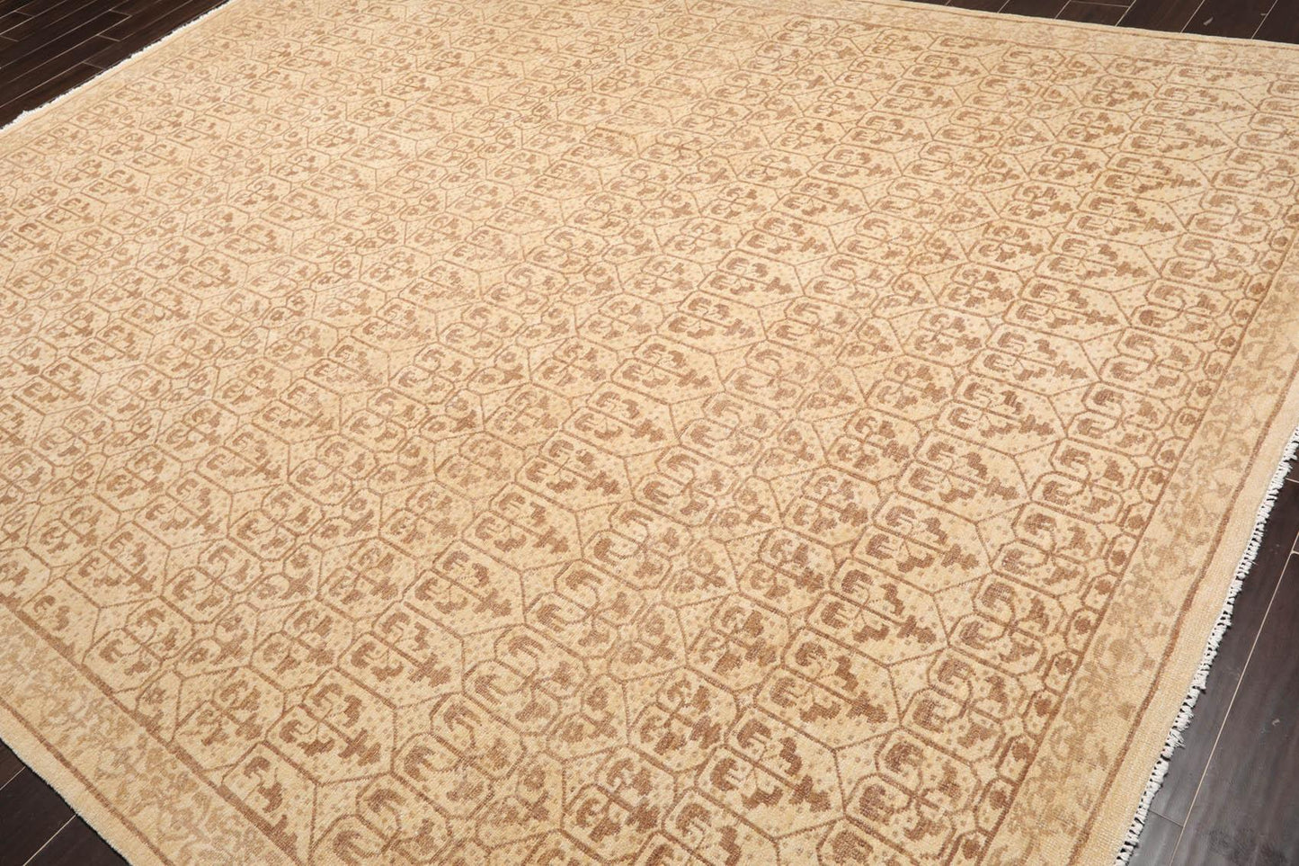 8'8" x 11'8" Hand Knotted 100% Wool Oriental Transitional Area Rug Beige-2