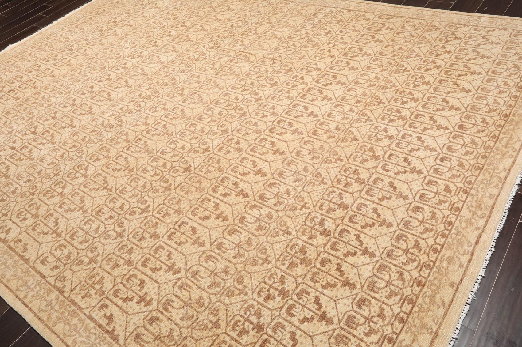 8'8" x 11'8" Hand Knotted 100% Wool Oriental Transitional Area Rug Beige-2
