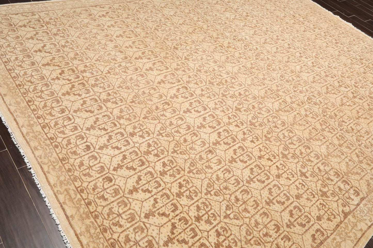 8'8" x 11'8" Hand Knotted 100% Wool Oriental Transitional Area Rug Beige-3