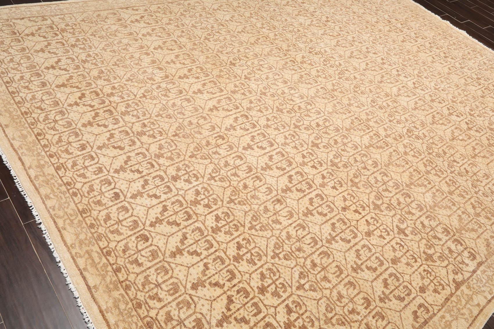 8'8" x 11'8" Hand Knotted 100% Wool Oriental Transitional Area Rug Beige-3