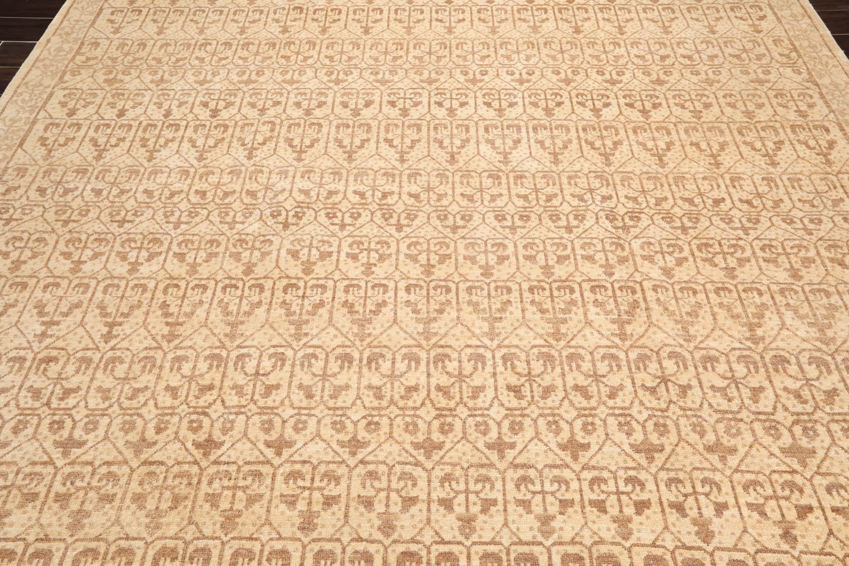 8'8" x 11'8" Hand Knotted 100% Wool Oriental Transitional Area Rug Beige-4