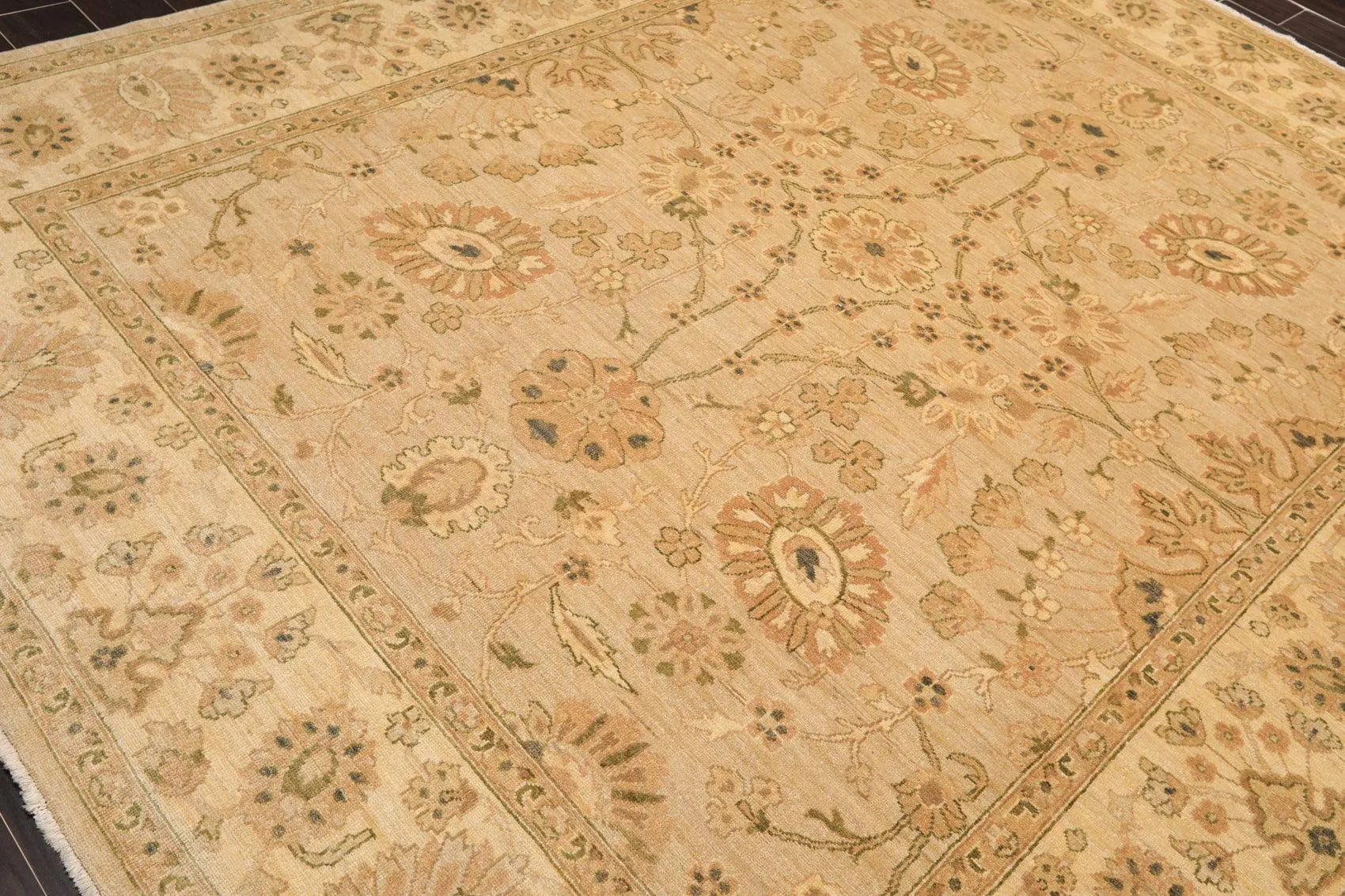 8'1'' x 9'10'' Hand Knotted 100% Wool Peshawar Traditional Oriental Area Rug Tan-3