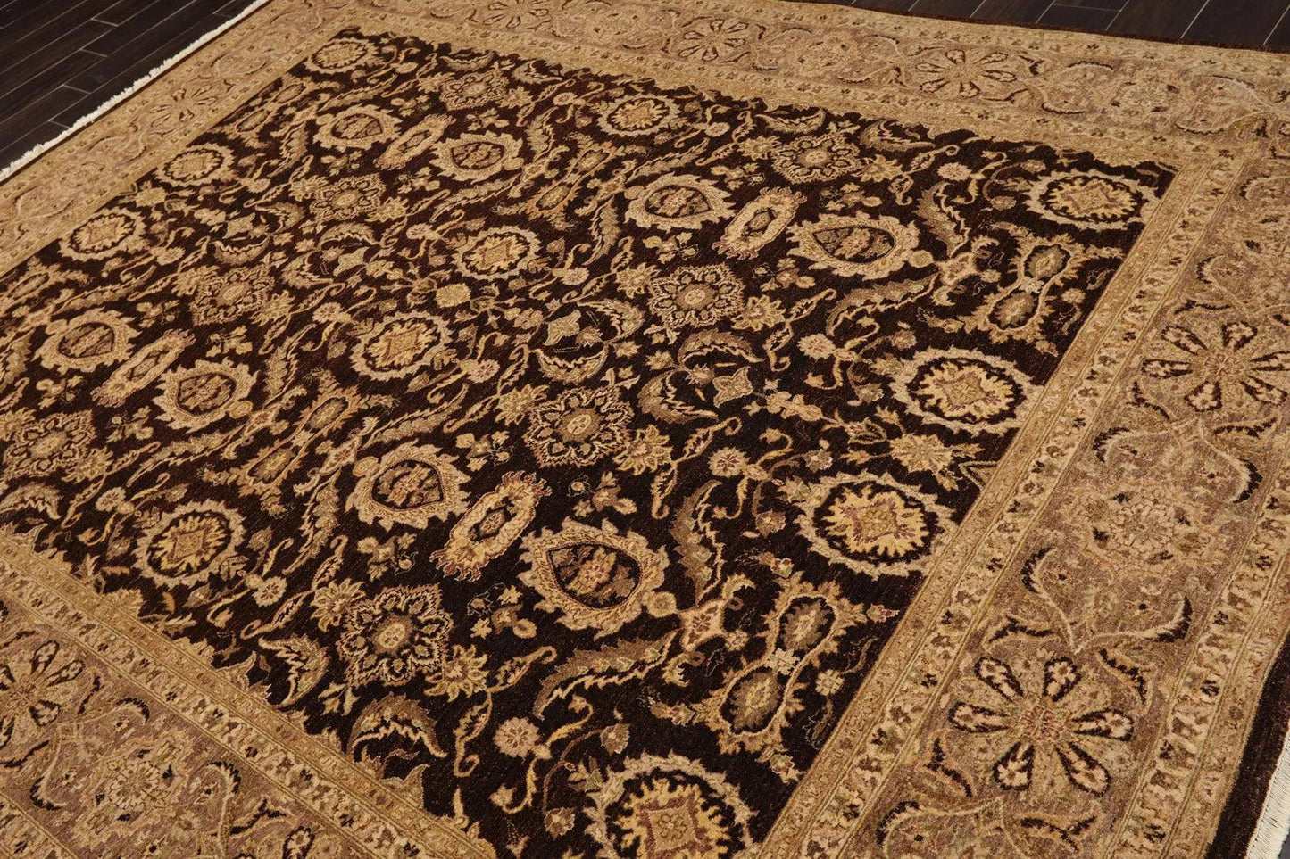 7'11'' x 10'2'' Hand Knotted 100% Wool Peshawar Oriental Area Rug Dark Chocolate-2
