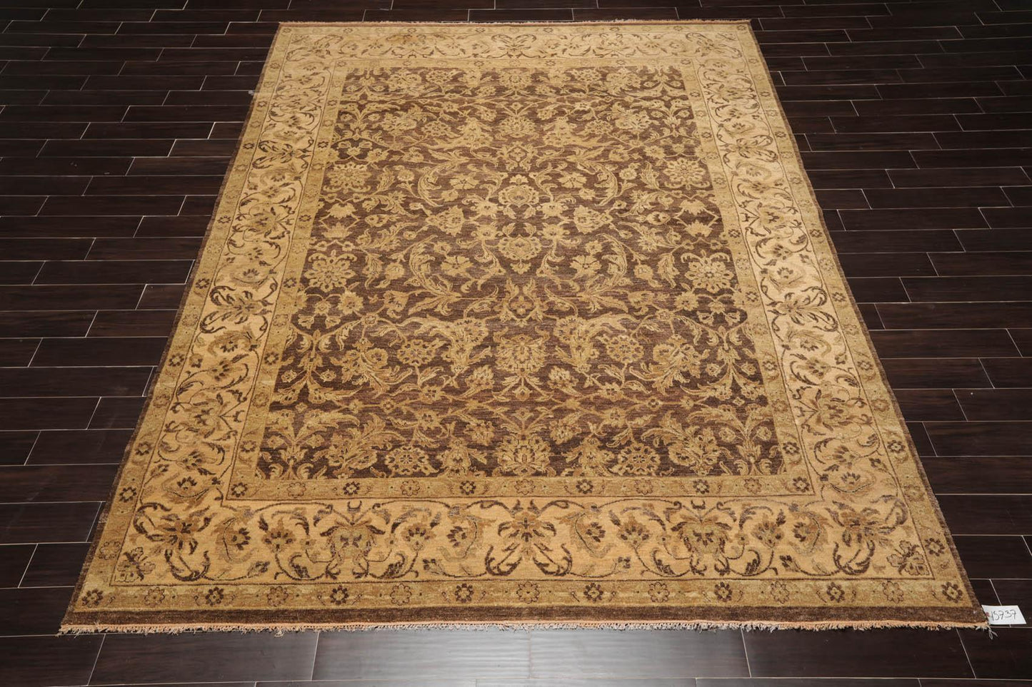 8'7" x 12' Hand Knotted 100% Wool Kashan Botanical Muted Earth Tones Area Rug-1