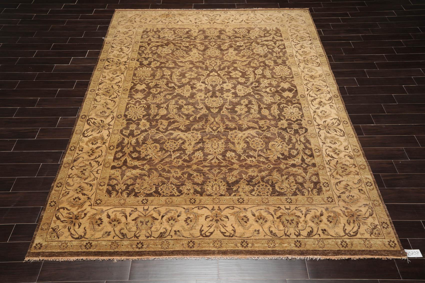 8'7" x 12' Hand Knotted 100% Wool Kashan Botanical Muted Earth Tones Area Rug-1