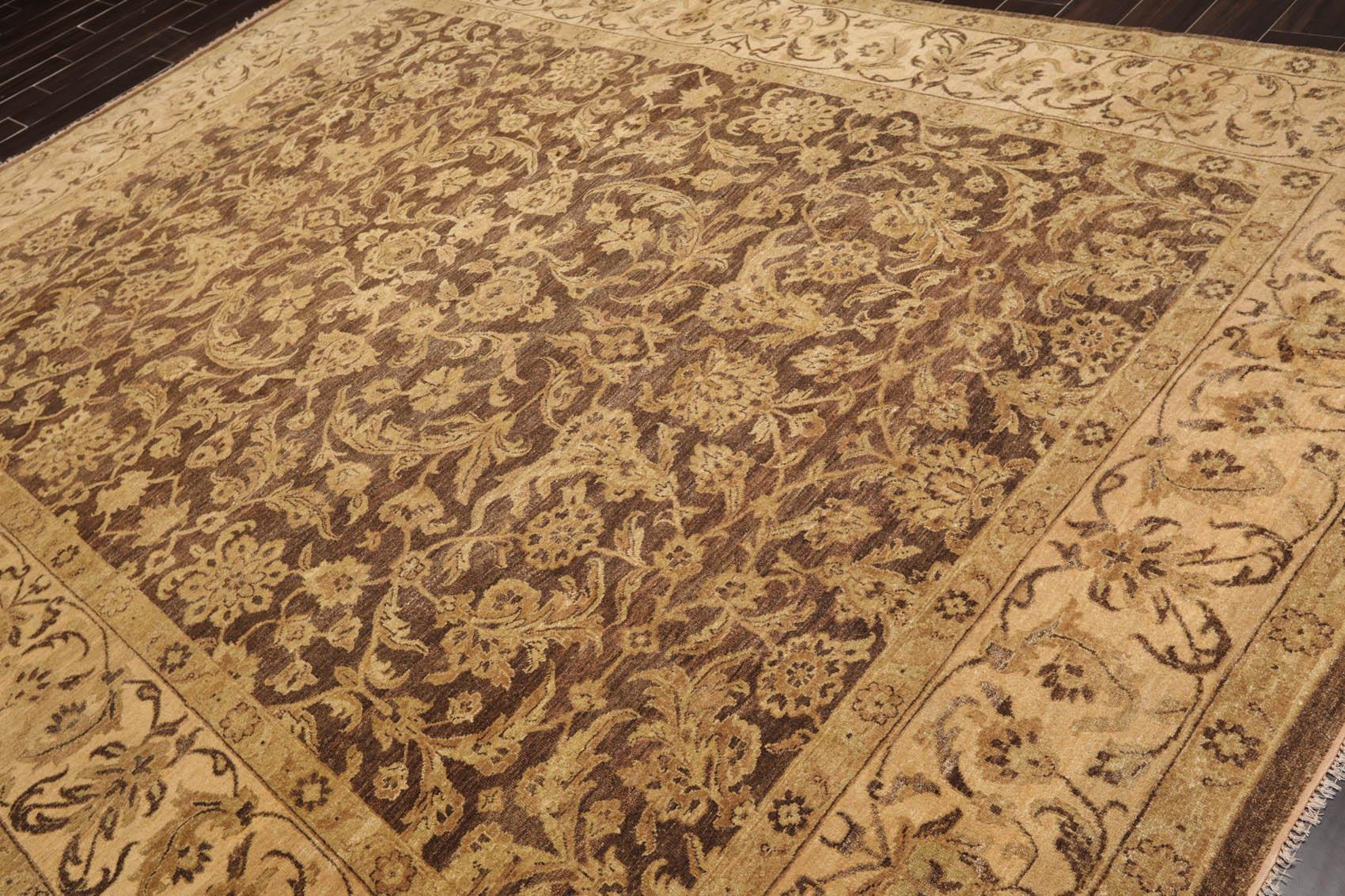 8'7" x 12' Hand Knotted 100% Wool Kashan Botanical Muted Earth Tones Area Rug-2