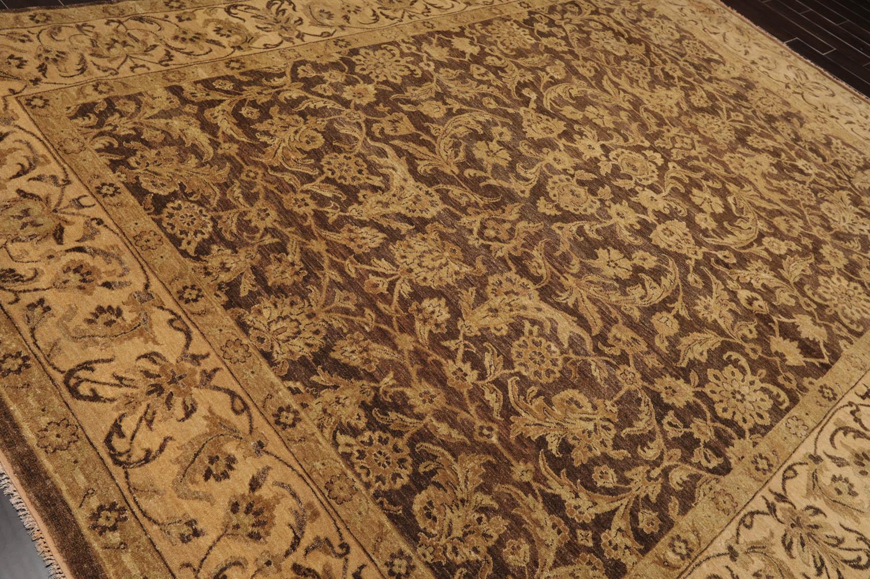 8'7" x 12' Hand Knotted 100% Wool Kashan Botanical Muted Earth Tones Area Rug-3