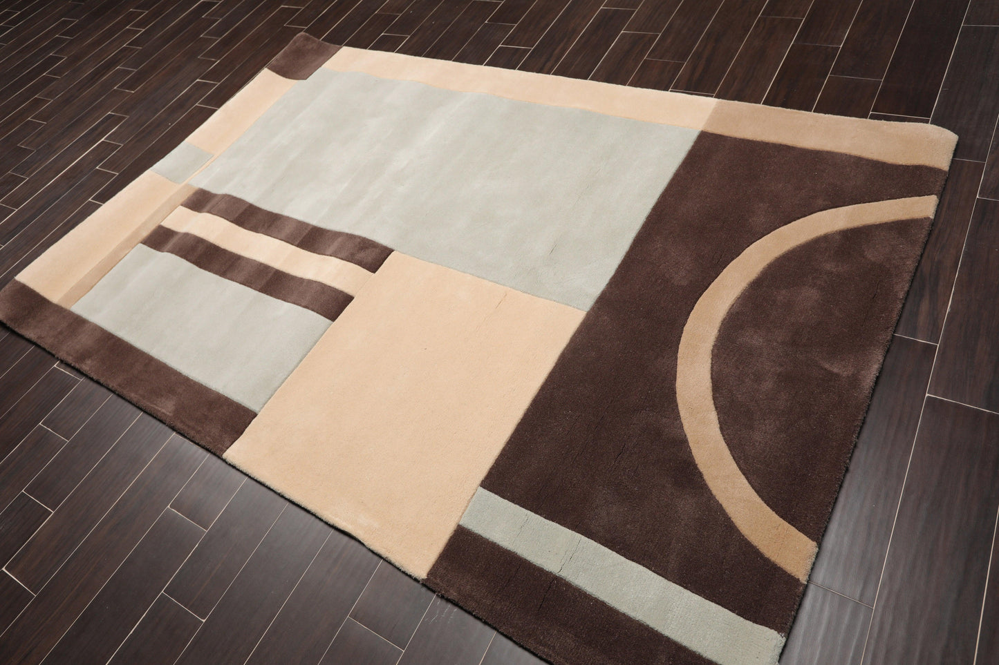 5'3" x 8'3" Handmade 100% Wool Oriental Area Rug Modern Brown-0