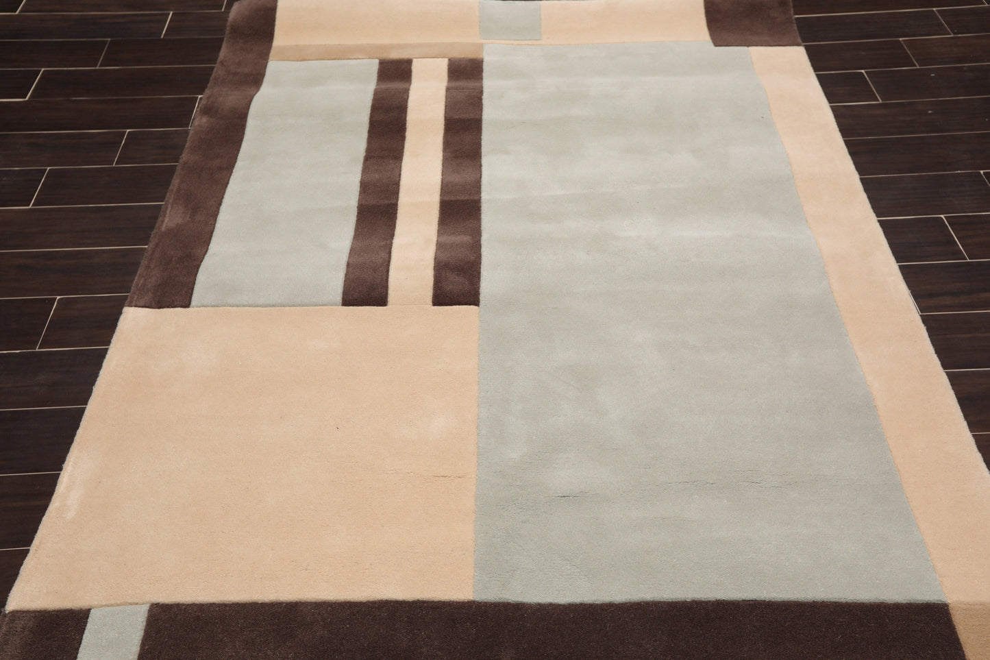 5'3" x 8'3" Handmade 100% Wool Oriental Area Rug Modern Brown-2