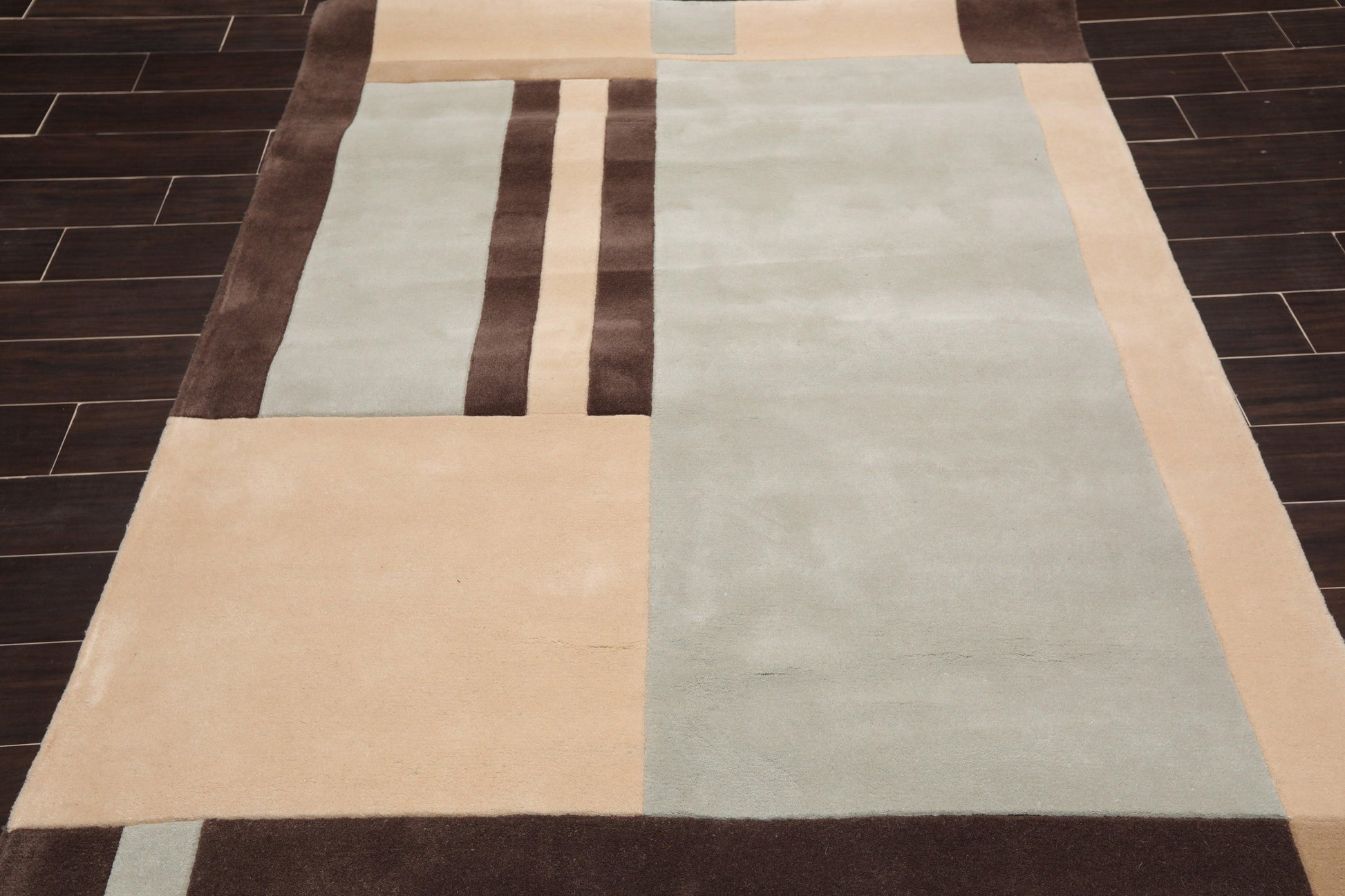 5'3" x 8'3" Handmade 100% Wool Oriental Area Rug Modern Brown-2