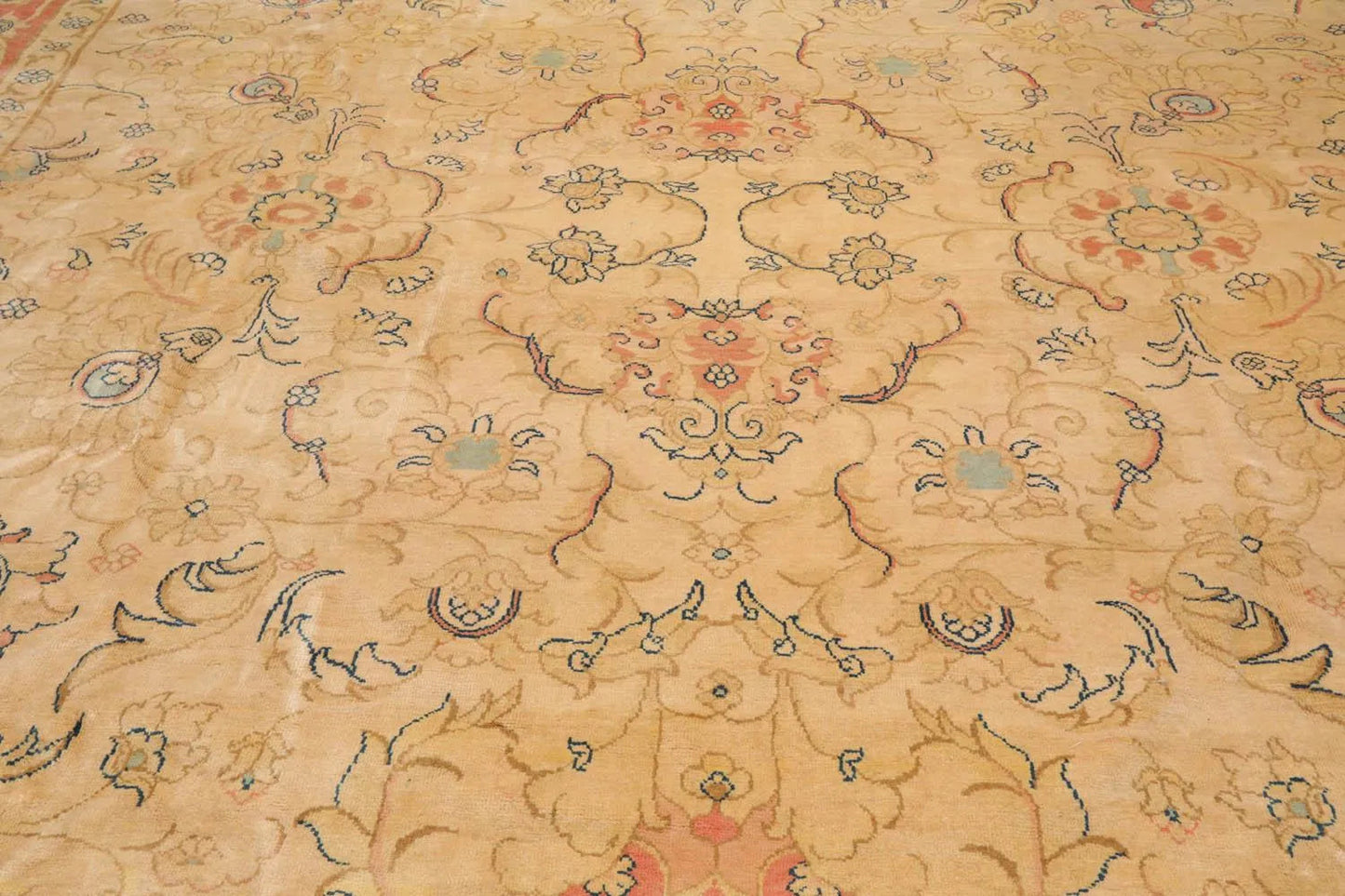 Vintage Zeigler Palace Hand Knotted 100% Wool Area Rug Beige 13'9'' x 18'9''-4