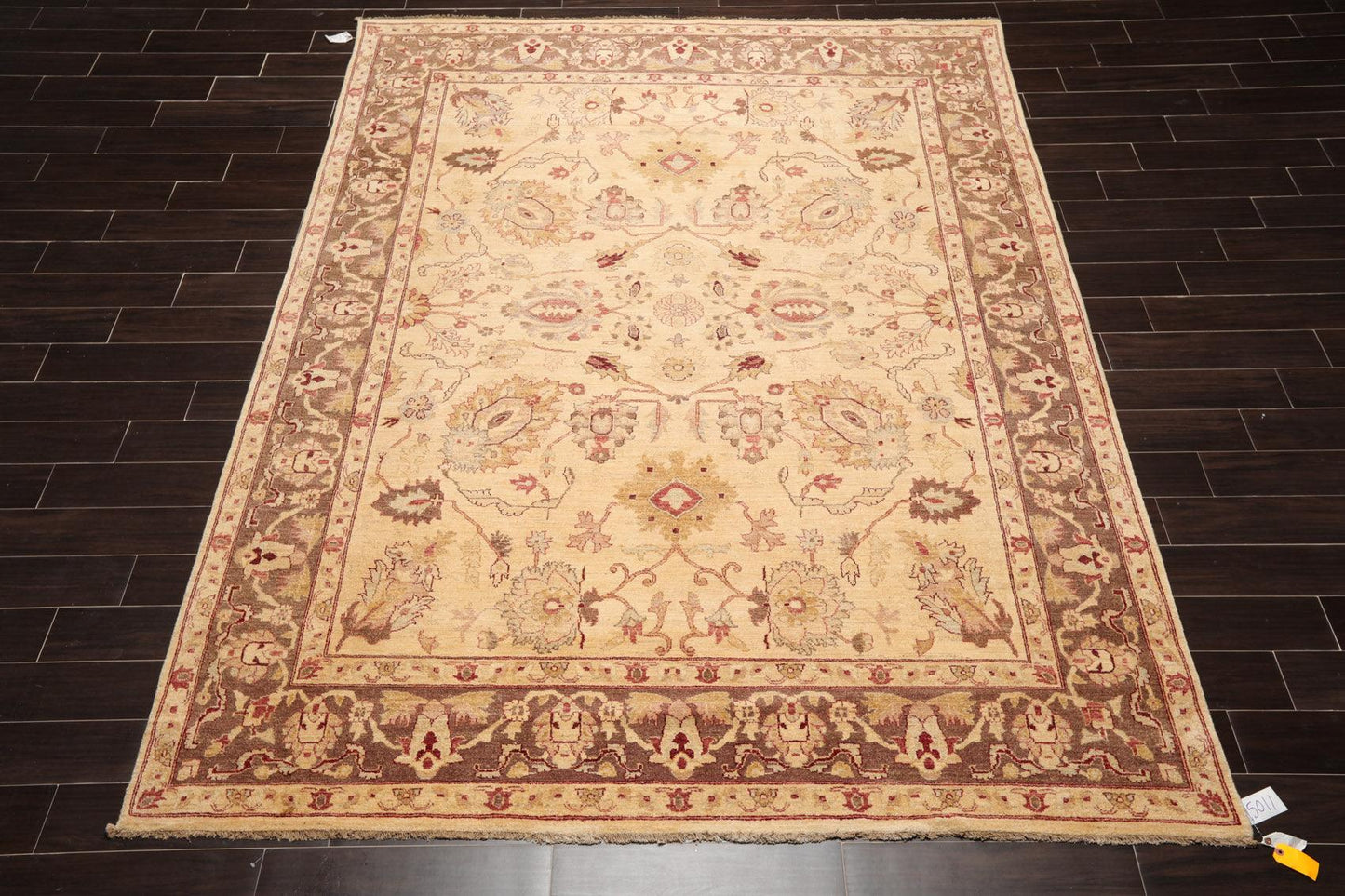 7'9"x 10'3" Hand Knotted Wool Peshawar Traditional Oriental Area Rug Beige Brown-1