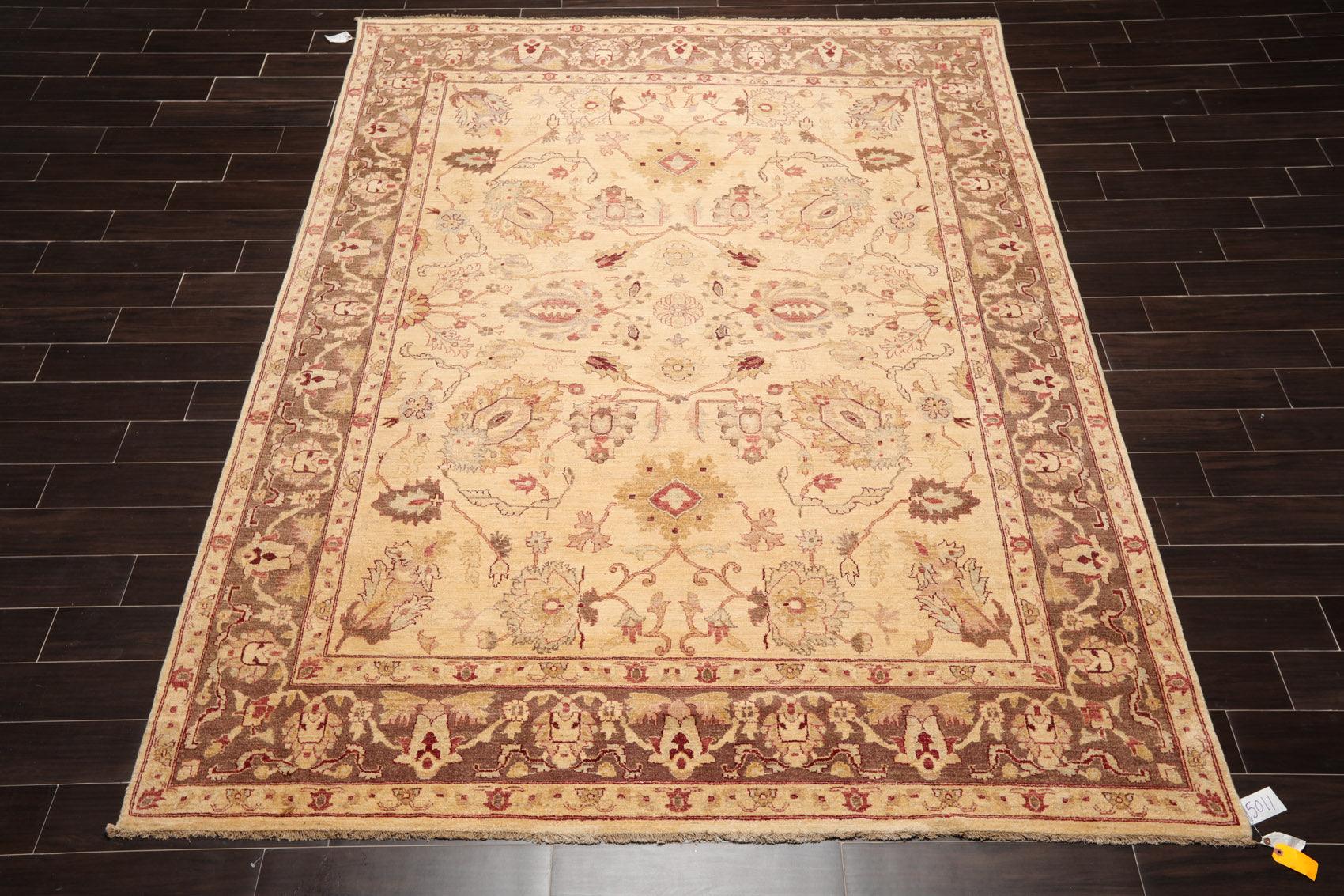 7'9"x 10'3" Hand Knotted Wool Peshawar Traditional Oriental Area Rug Beige Brown-1