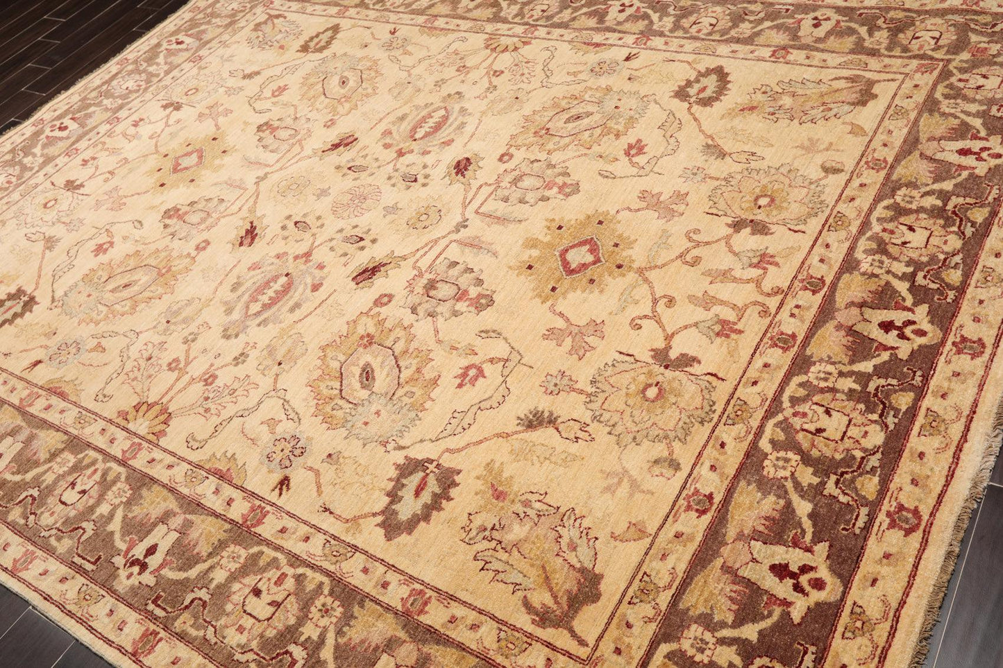 7'9"x 10'3" Hand Knotted Wool Peshawar Traditional Oriental Area Rug Beige Brown-2