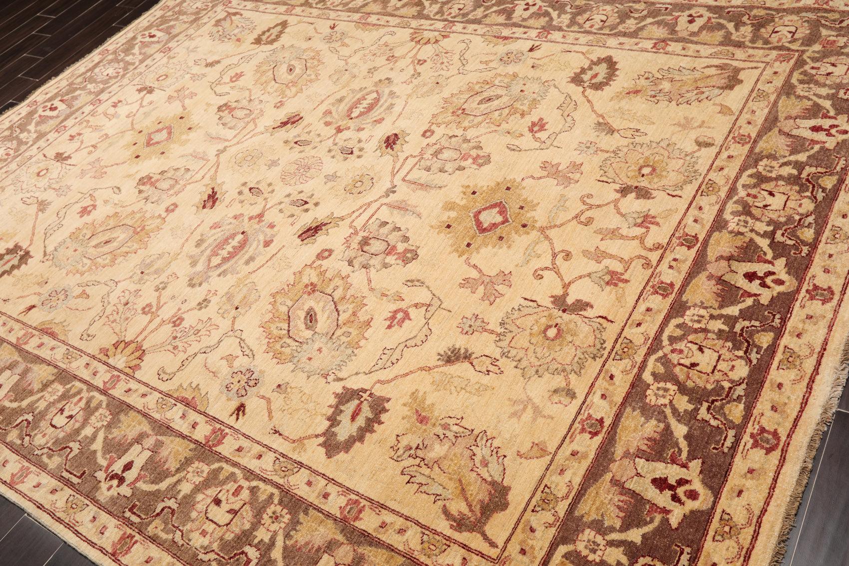 7'9"x 10'3" Hand Knotted Wool Peshawar Traditional Oriental Area Rug Beige Brown-2