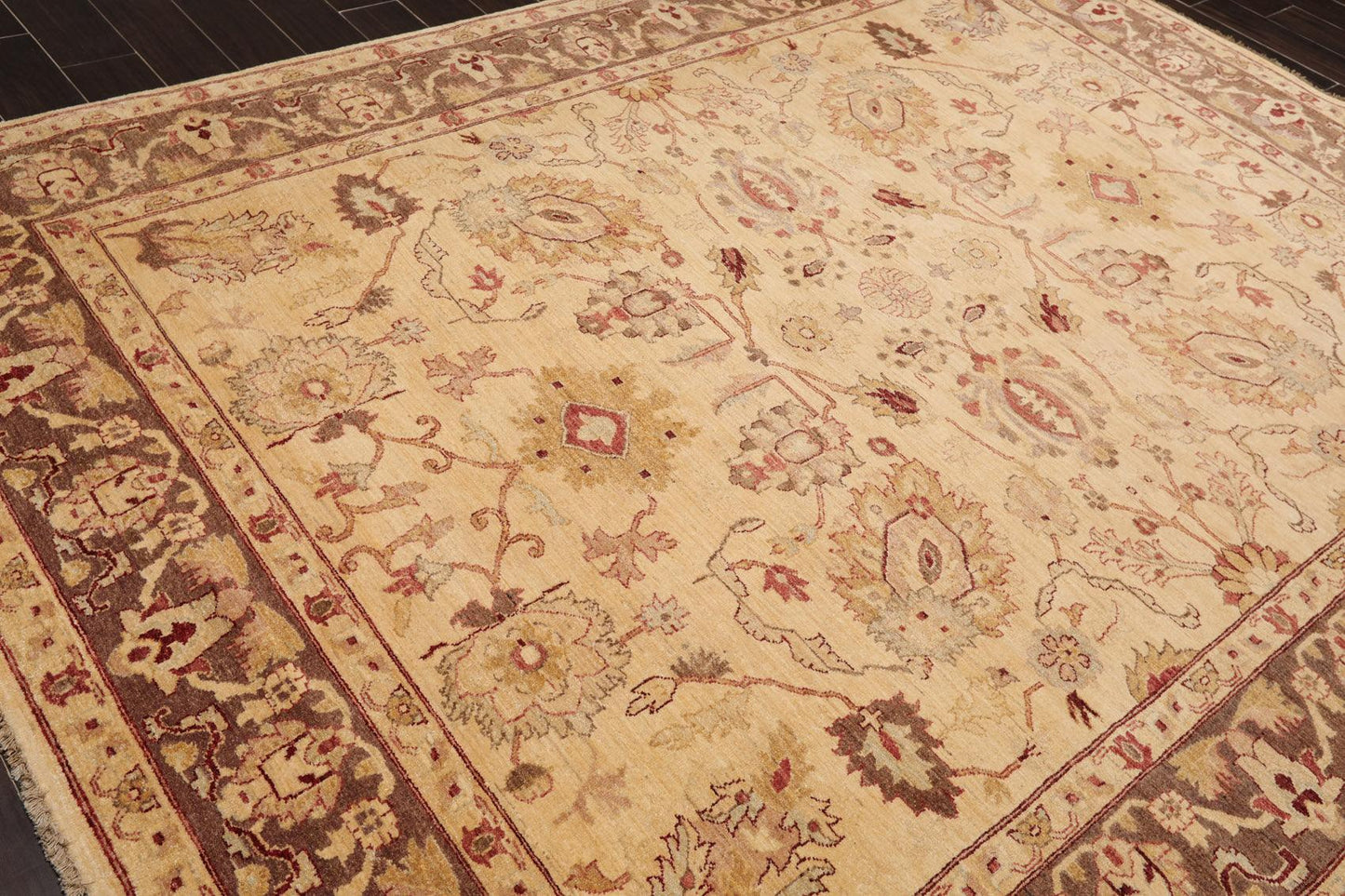 7'9"x 10'3" Hand Knotted Wool Peshawar Traditional Oriental Area Rug Beige Brown-3