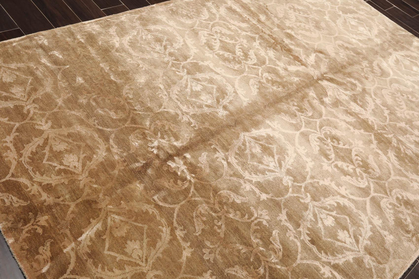 6'1" x 9'1" Hand Knotted Wool & Faux Silk Indo Tibetan Oriental Area Rug Tan-3