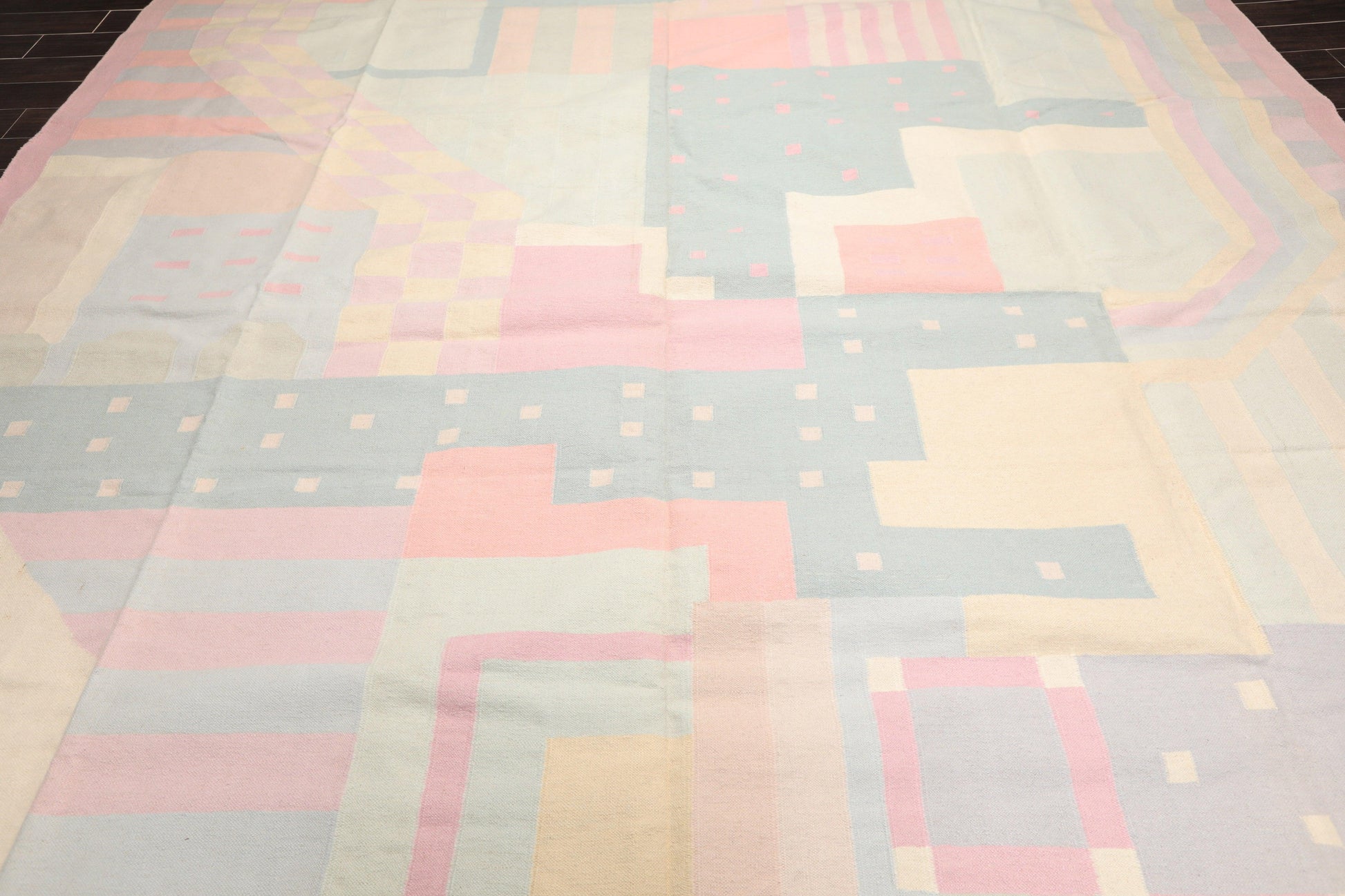 11'1"x16'3" Hand Woven Wool Palace Size Reversible Dhurry Oriental Area Rug Pink-1