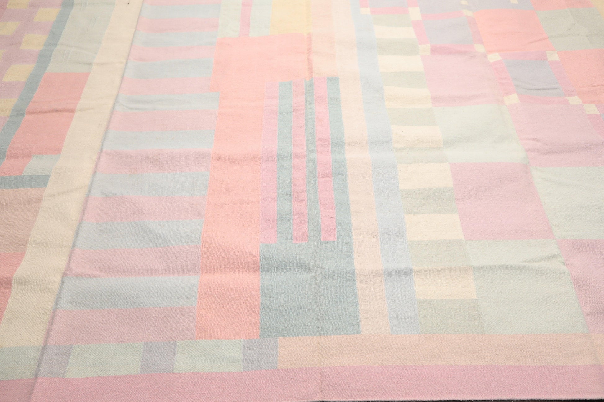 11'1"x16'3" Hand Woven Wool Palace Size Reversible Dhurry Oriental Area Rug Pink-2