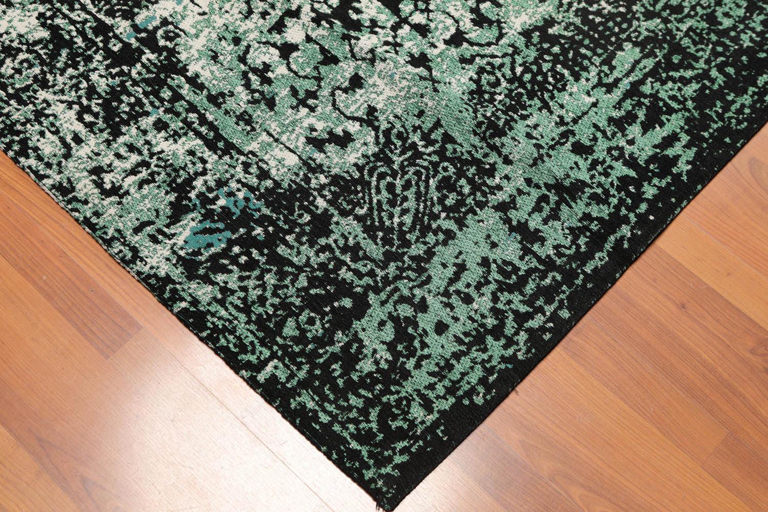 5'2" x 7'4" Handmade Erased Pattern Flatweave Area Rug Contemporary Aqua-4