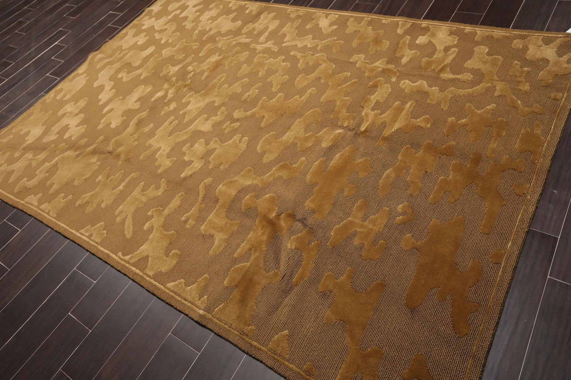 6'3" x 9' Hand Knotted Loop & Cut Pile Wool Tibetan Oriental Area Rug Brown-0