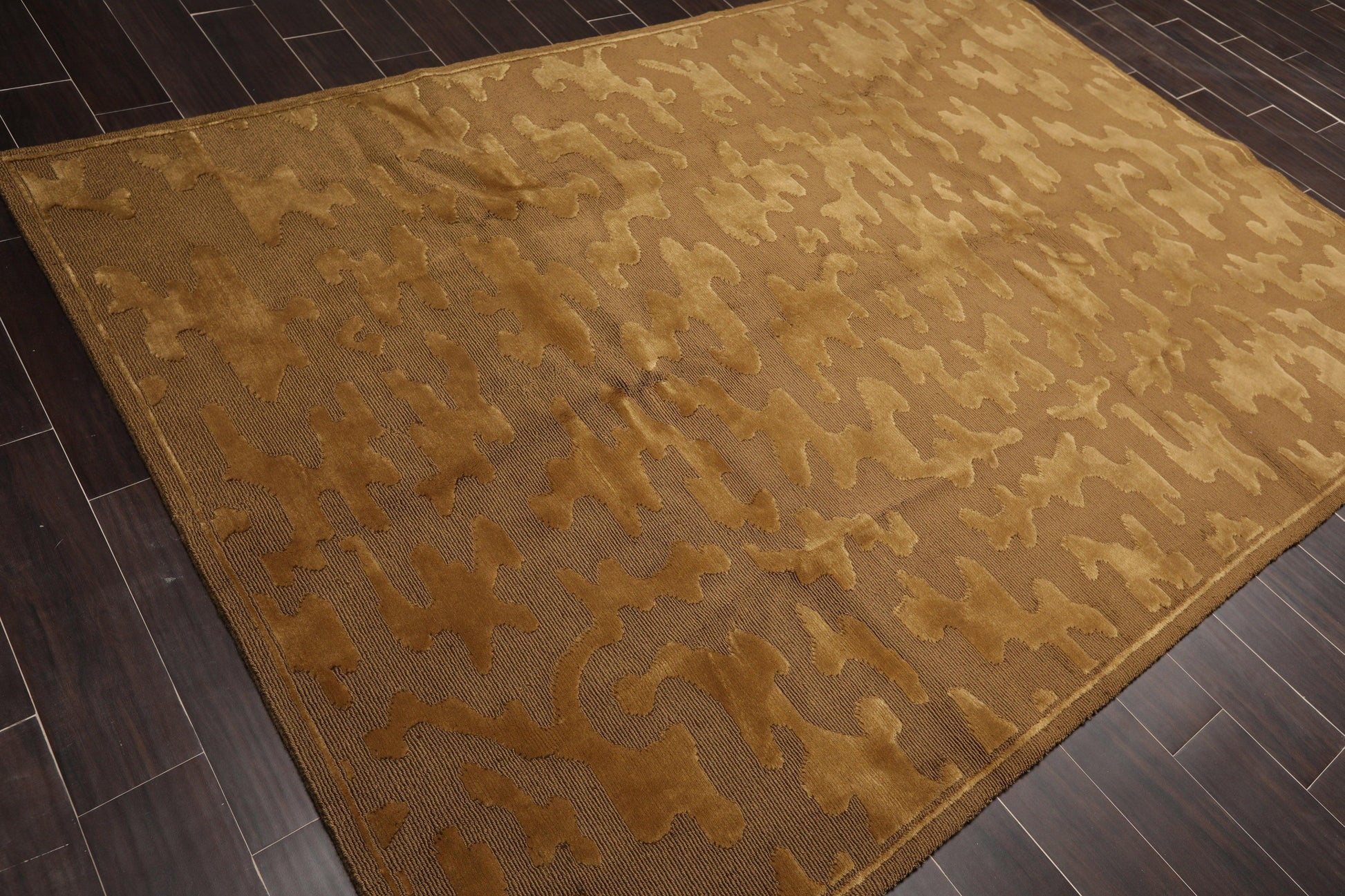 6'3" x 9' Hand Knotted Loop & Cut Pile Wool Tibetan Oriental Area Rug Brown-1