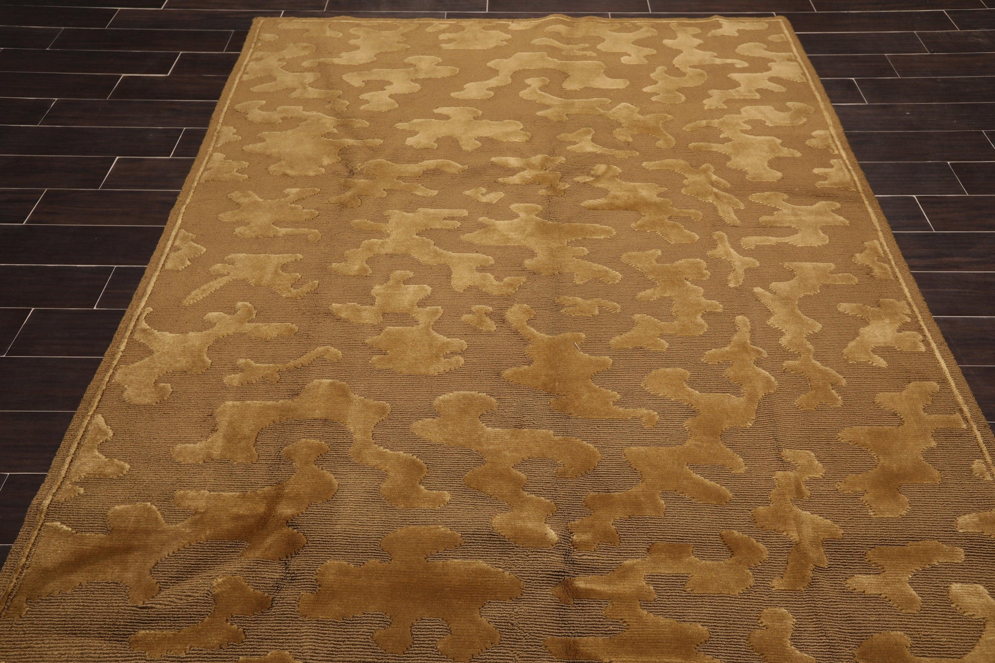 6'3" x 9' Hand Knotted Loop & Cut Pile Wool Tibetan Oriental Area Rug Brown-2