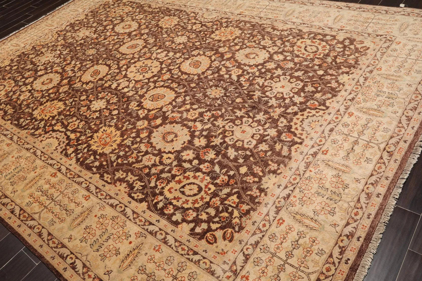8'10'' x 12'5'' Hand Knotted Wool Peshawar Traditional Oriental Area Rug Brown-2