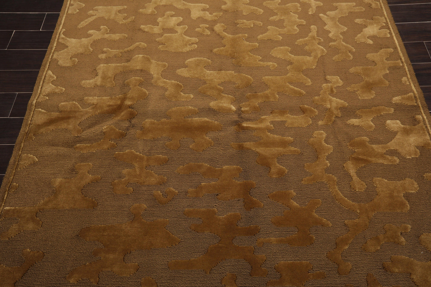 6'3" x 9' Hand Knotted Loop & Cut Pile Wool Tibetan Oriental Area Rug Brown-3