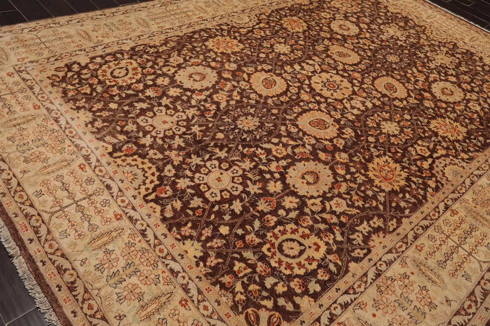 8'10'' x 12'5'' Hand Knotted Wool Peshawar Traditional Oriental Area Rug Brown-3