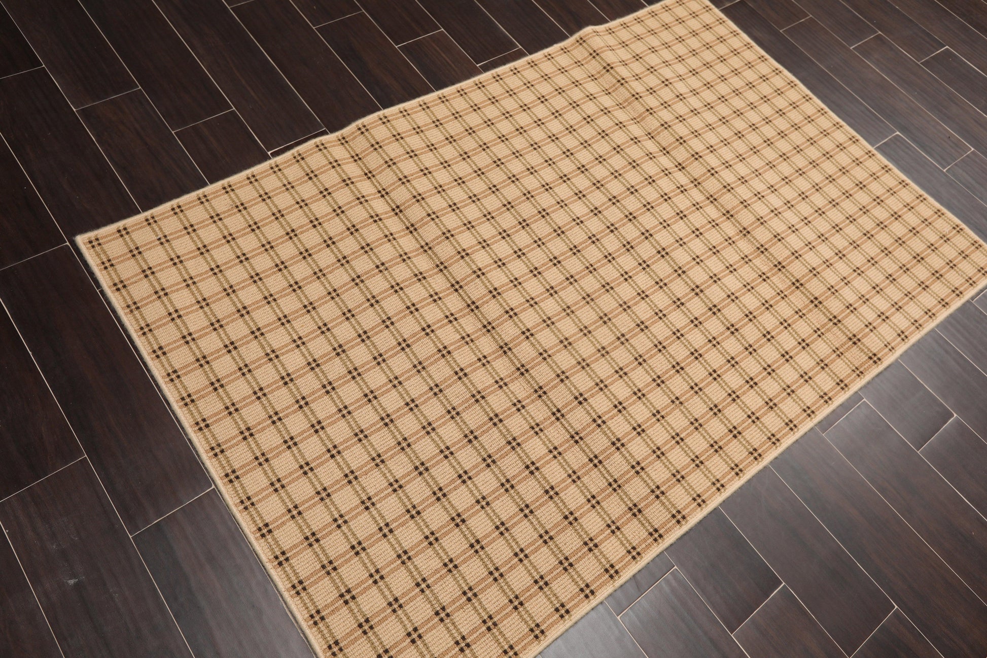 3'9" x 5'11" Contemporary 100% Wool Area Rug Tan-1