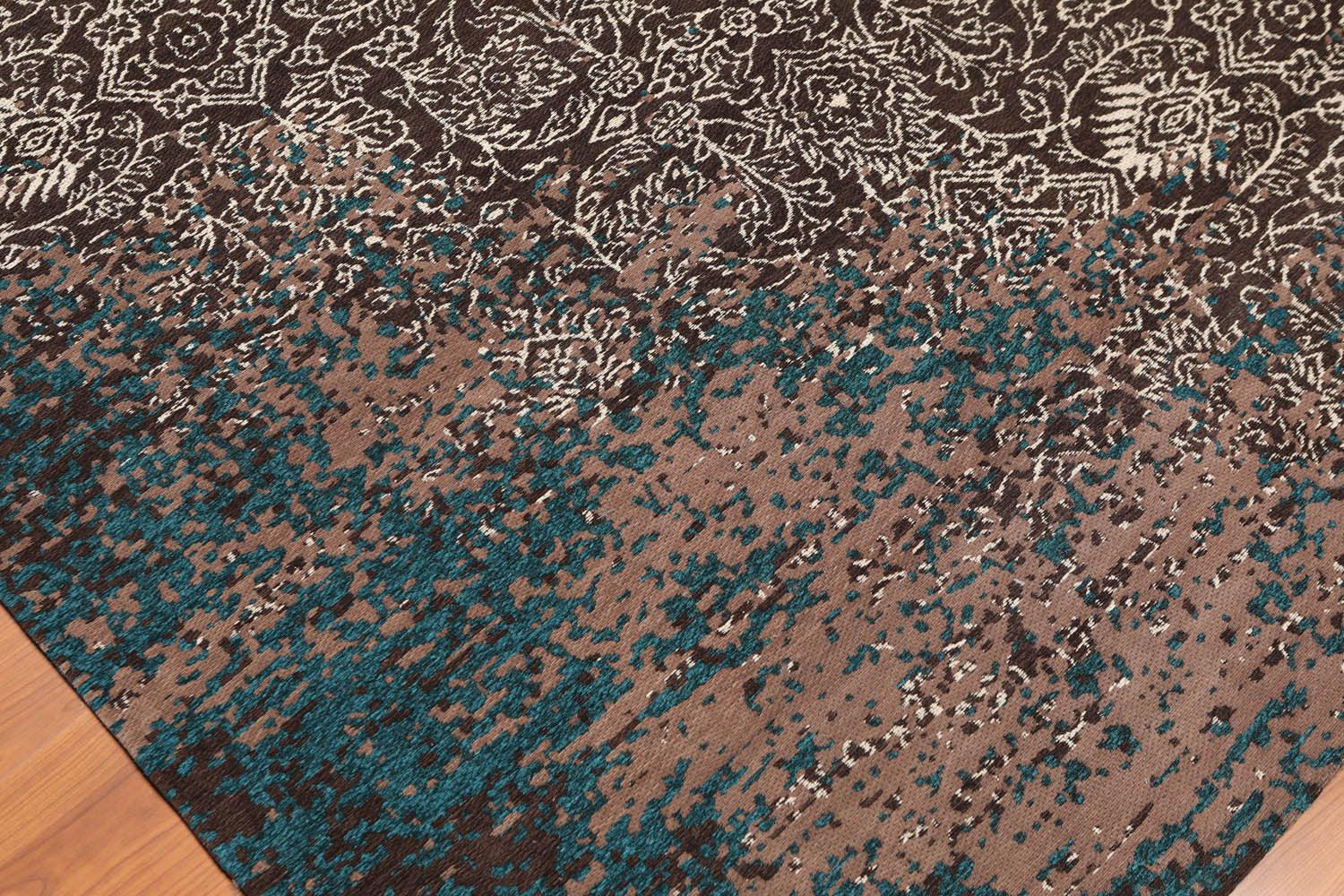 5'6" x 7'10" Handmade Erased Pattern Flatweave Area Rug Contemporary Chocolate-3