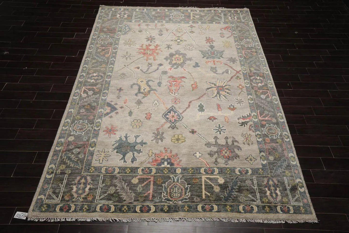 Multi Sizes LoomBloom Muted Turkish Oushak Hand Knotted Wool Area Rug Gray, Beige Color-2