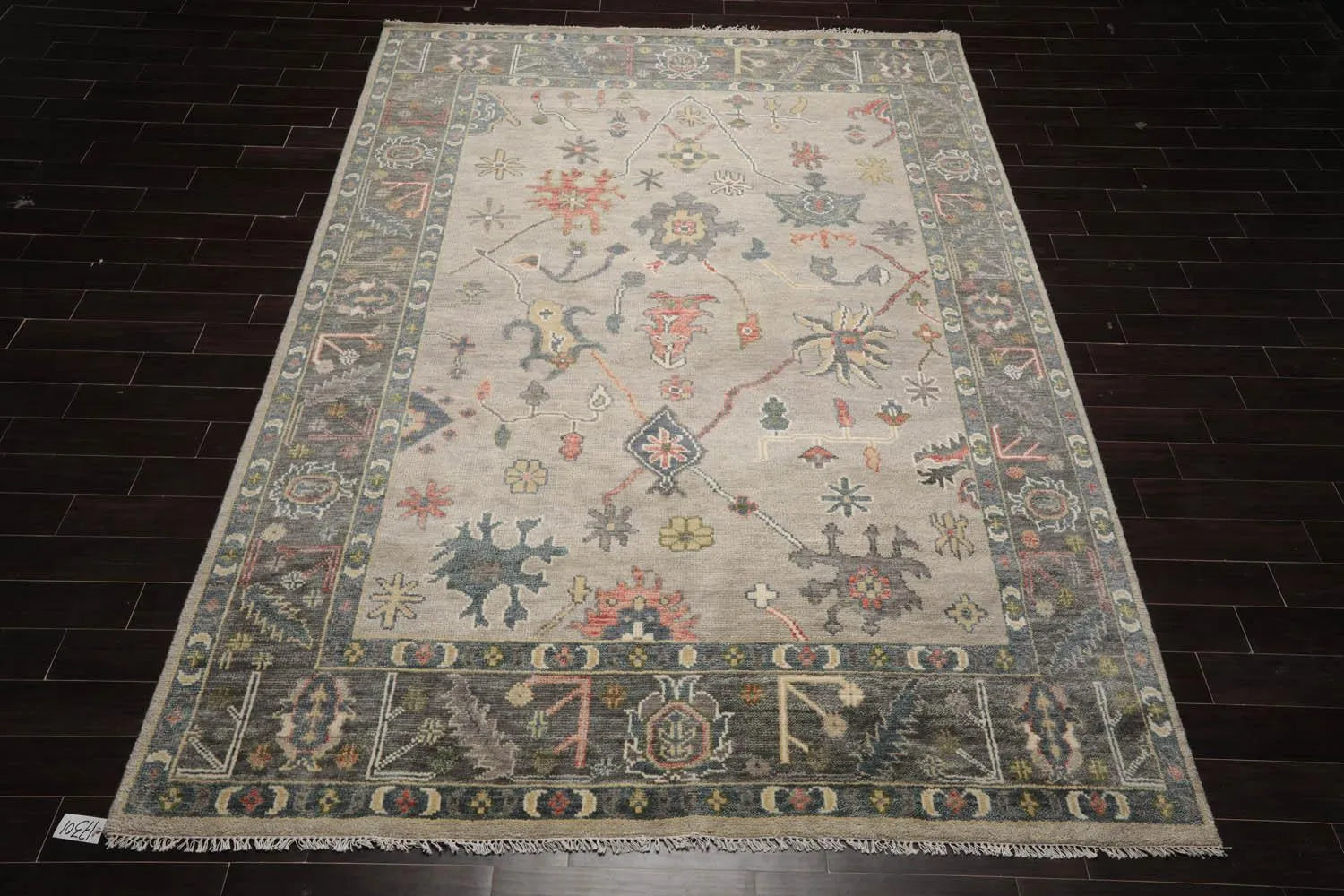 Multi Sizes LoomBloom Muted Turkish Oushak Hand Knotted Wool Area Rug Gray, Beige Color-2