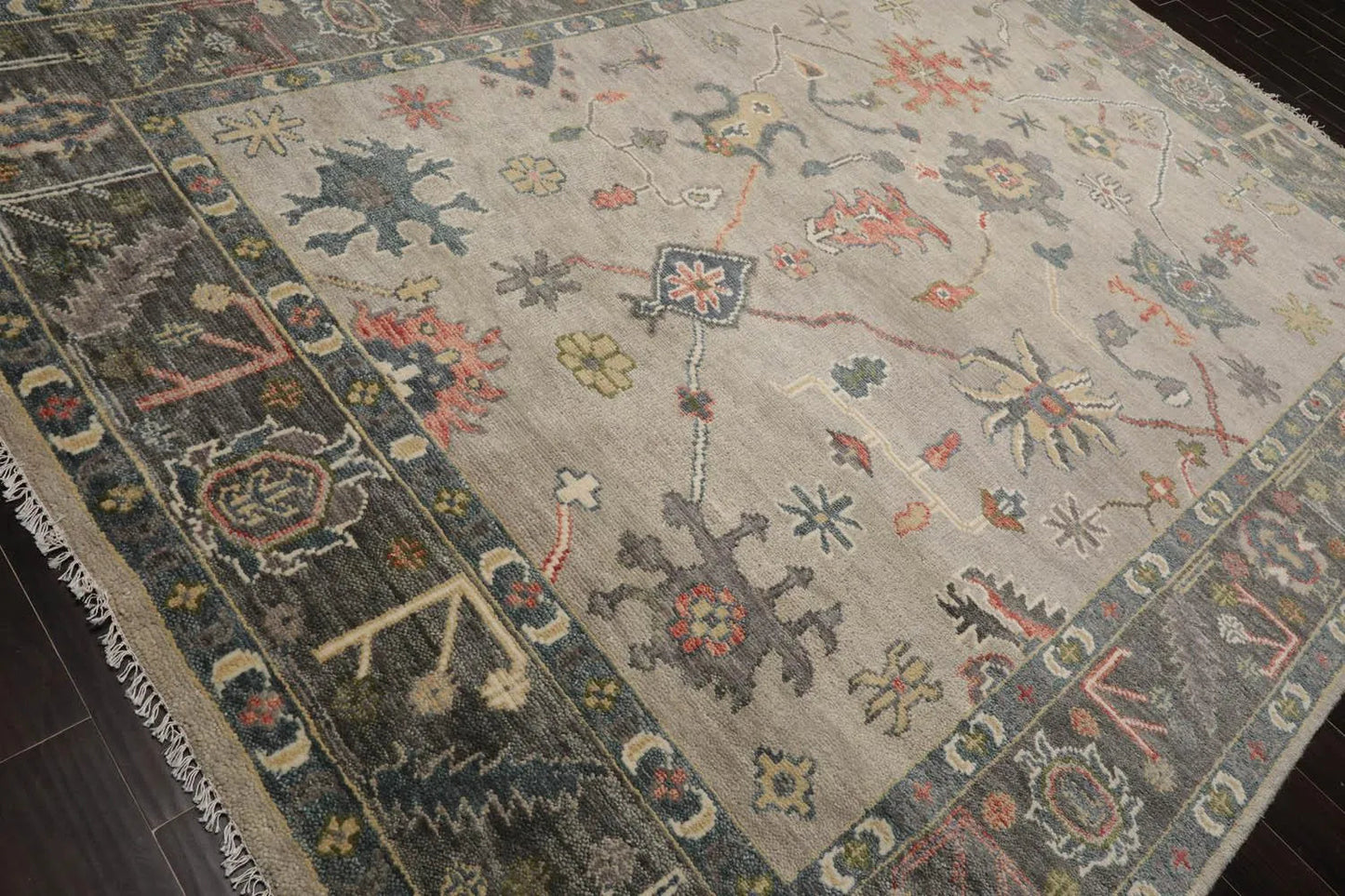 Multi Sizes LoomBloom Muted Turkish Oushak Hand Knotted Wool Area Rug Gray, Beige Color-4