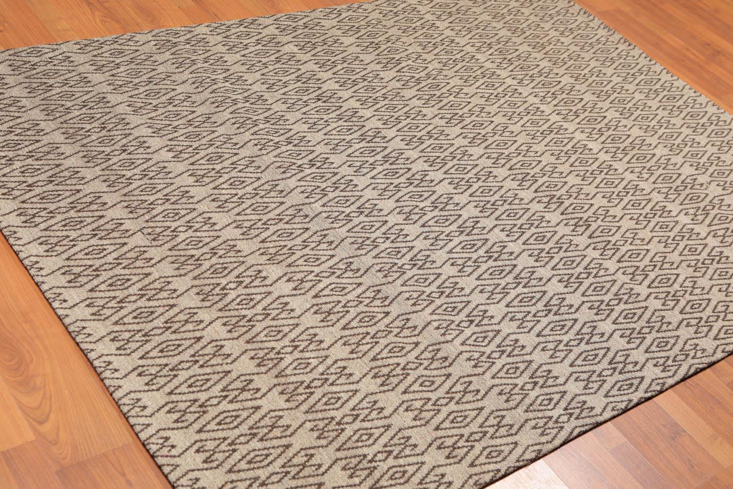 5'1" x 7'1" Hand Woven Flatweave Area Rug Contemporary Tan-1