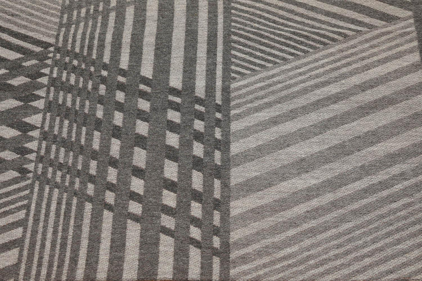 5'4" x 7'8" Hand Woven 100% Wool Flatweave Area Rug Contemporary Gray-3