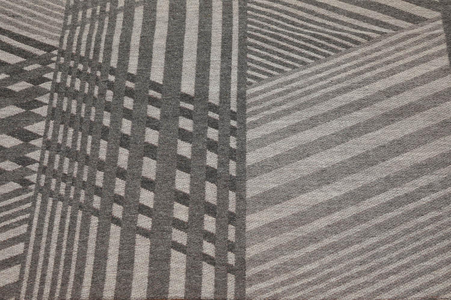 5'4" x 7'8" Hand Woven 100% Wool Flatweave Area Rug Contemporary Gray-3