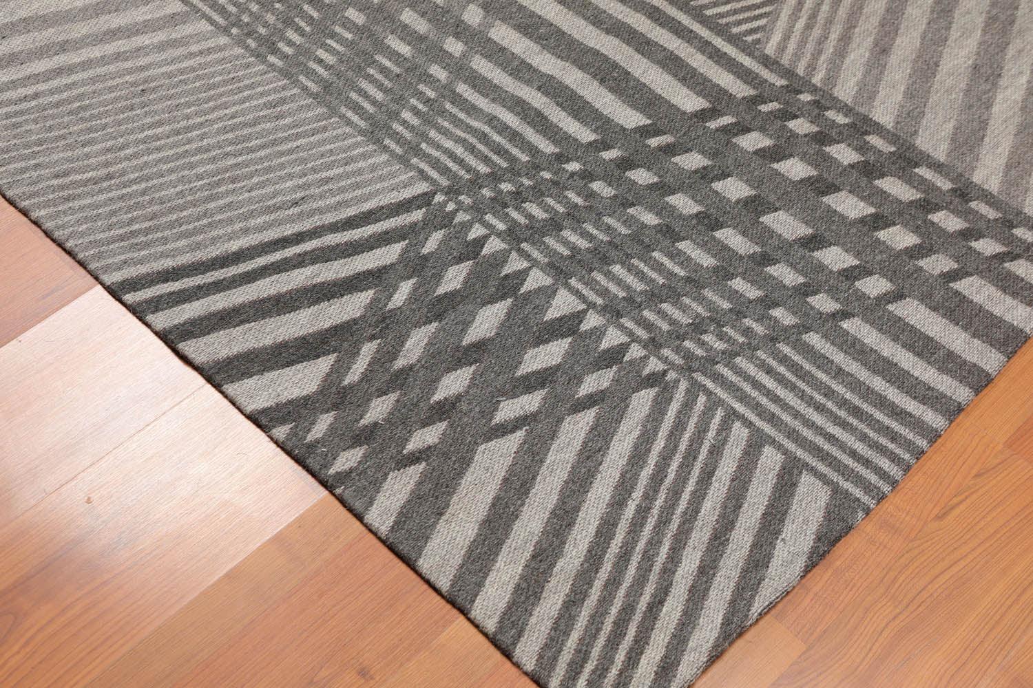 5'4" x 7'8" Hand Woven 100% Wool Flatweave Area Rug Contemporary Gray-4