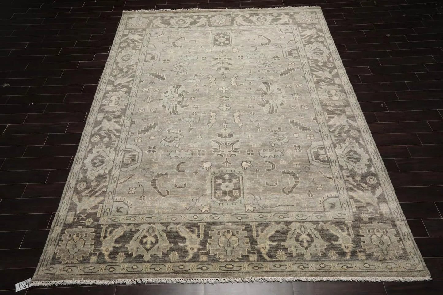 Multi Sizes LoomBloom Muted Turkish Oushak Hand Knotted Wool Traditional Area Rug Gray, Beige Color-1